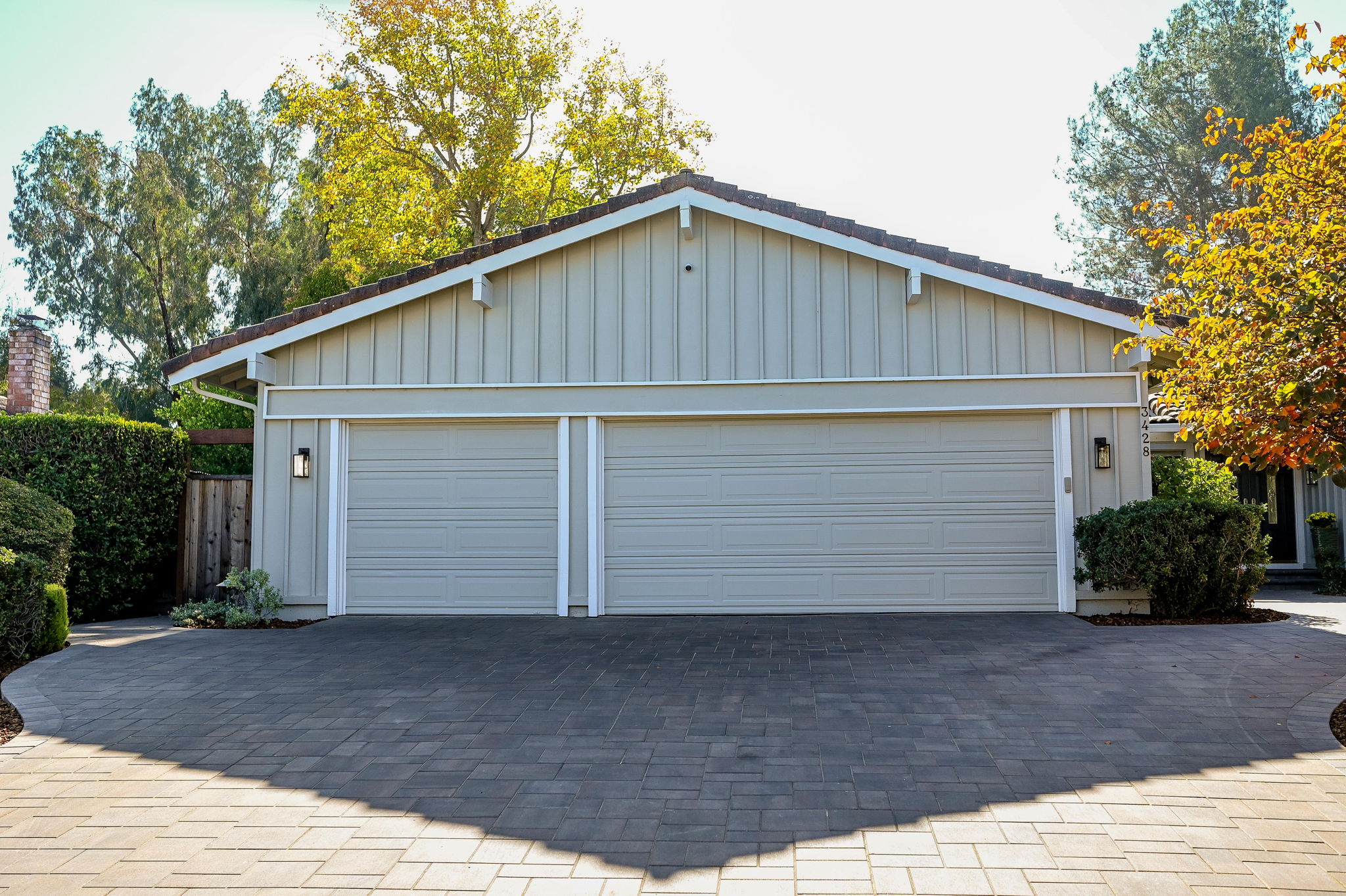 Paver driveway and spacious 3 car garage