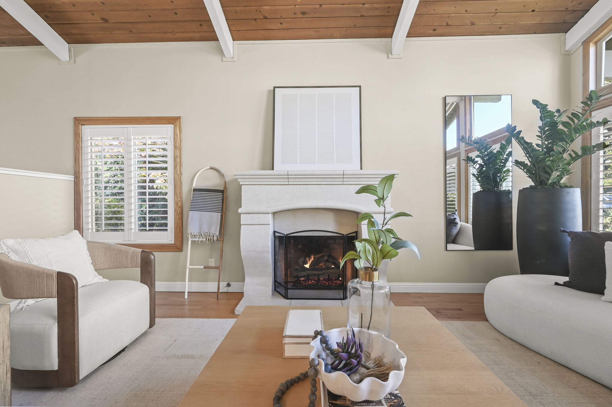 Gas burning fireplace