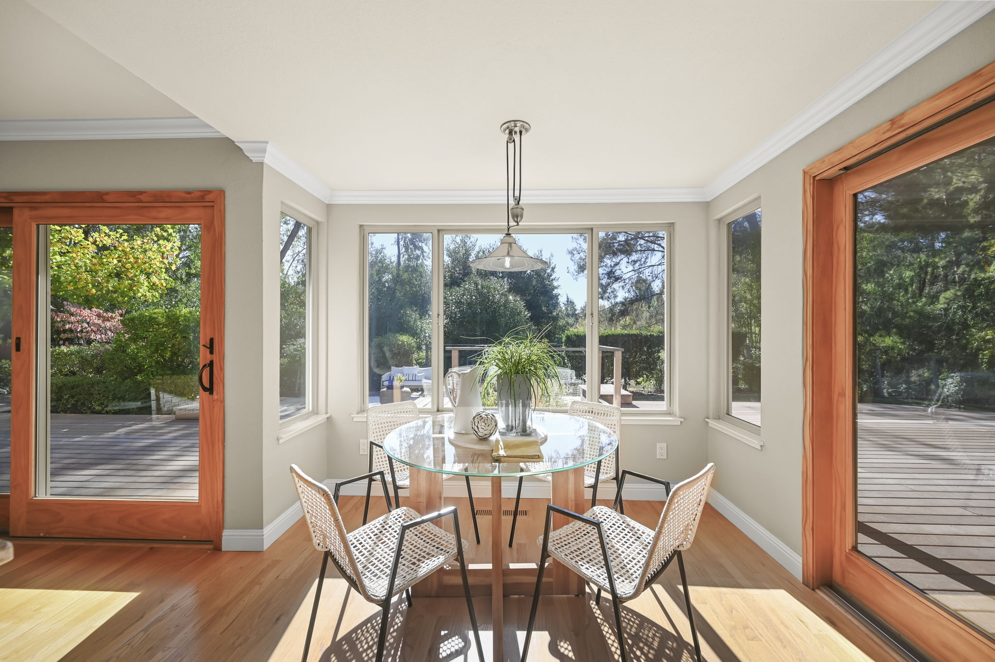 Enjoy coffee as the morning sun flows in