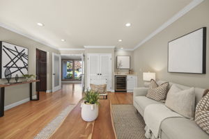 Wine refrigerator and spacious storage closet