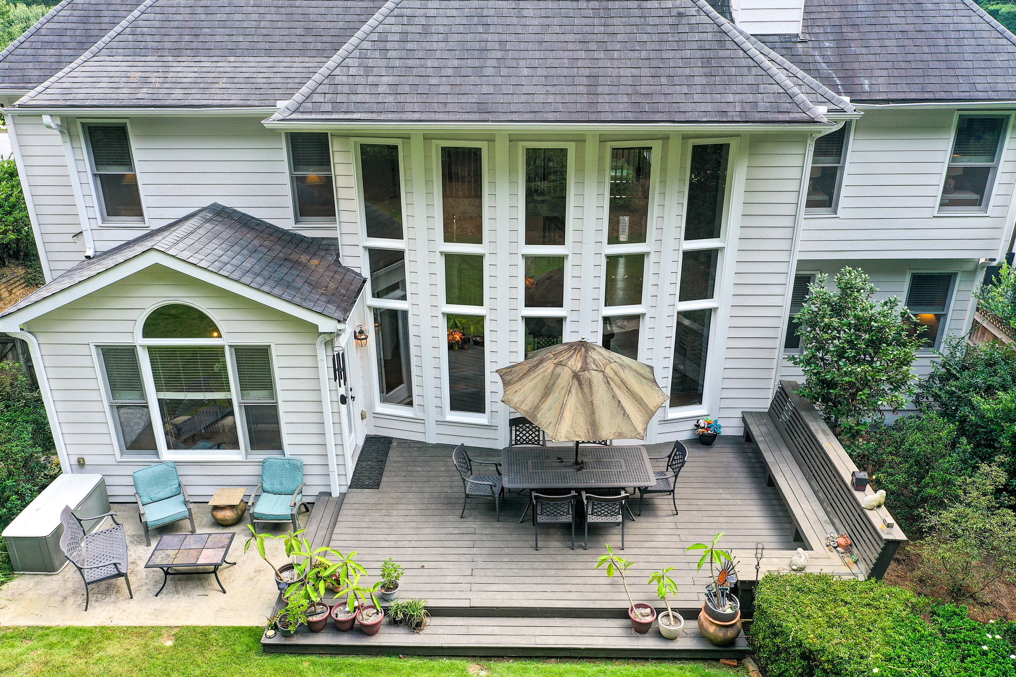 40 Aerial Exterior Rear w Deck + Patio