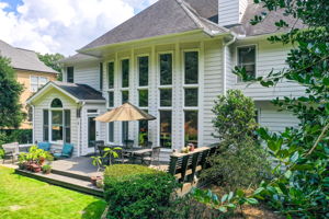 42 Aerial Exterior Rear w Deck + Patio + Partial Yard