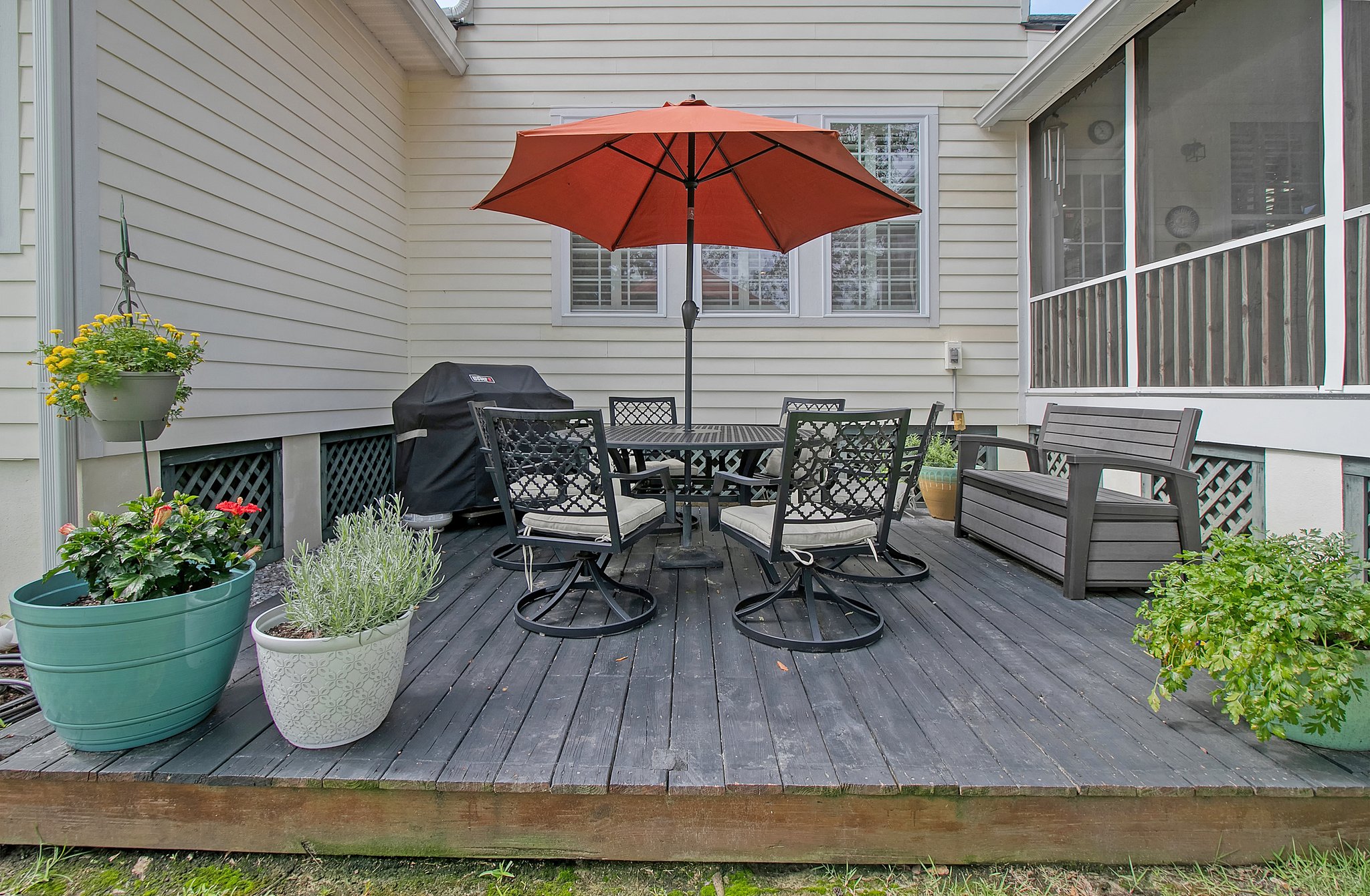 Additional seating on deck off porch