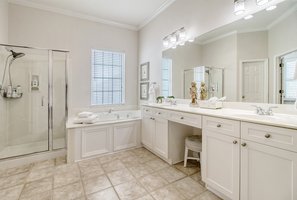 Primary Bathroom with large soaking tub & freestanding shower