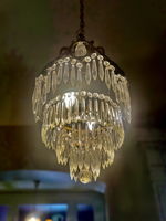 Foyer light fixture at dusk