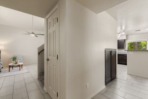 Foyer with hallway to family room/kitchen