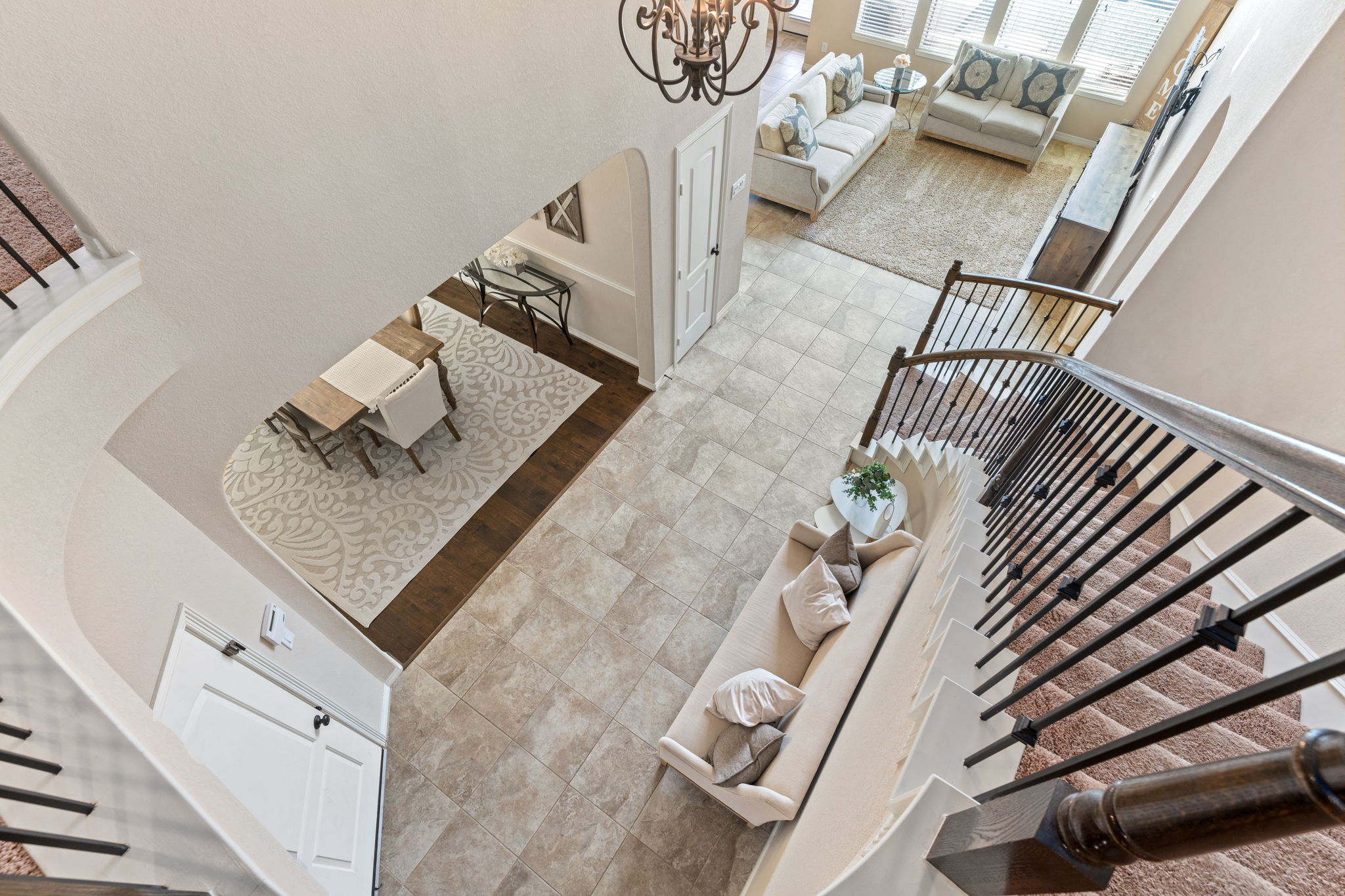 Vaulted ceilings and a view below.