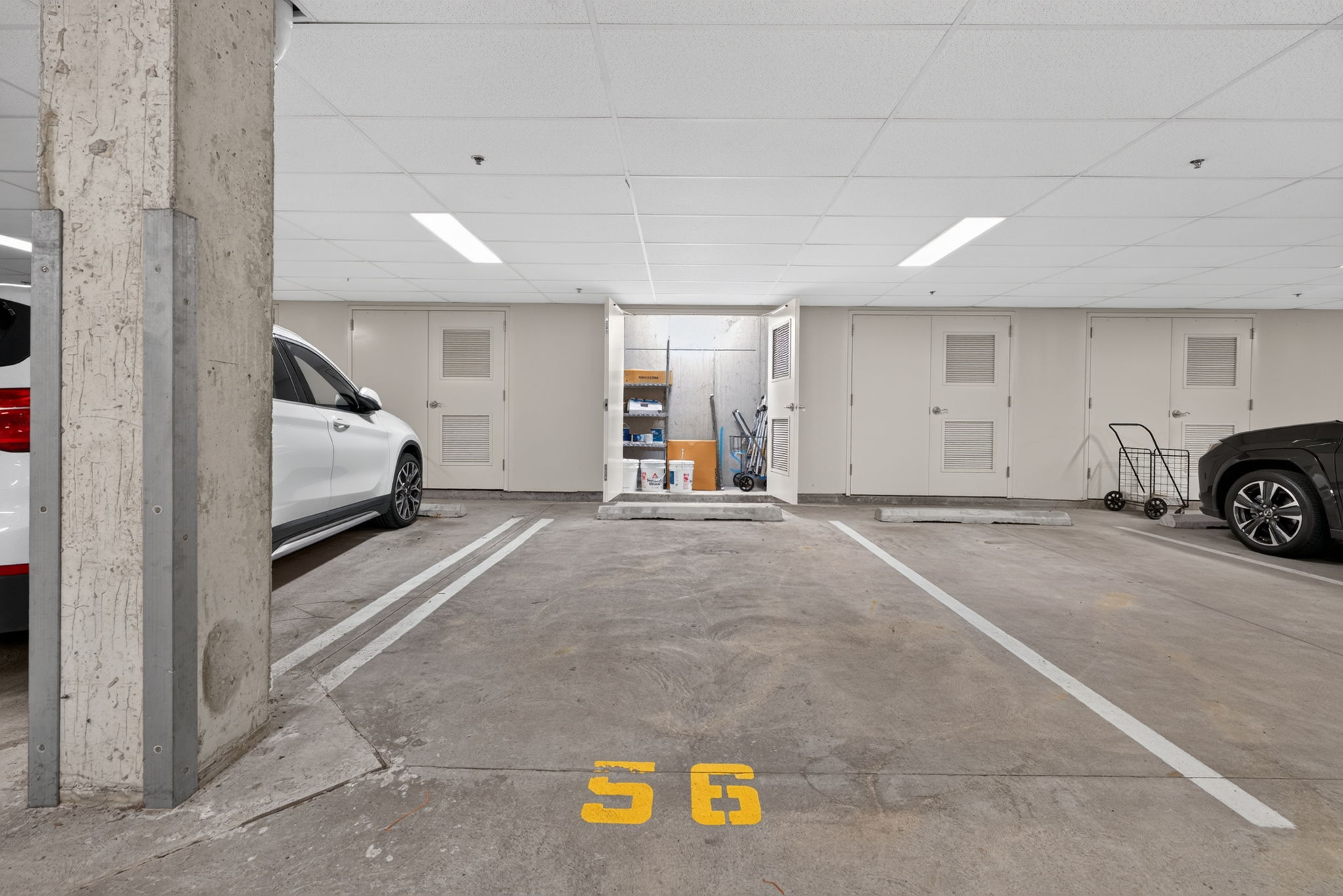 Secured, Lighted, Underground Parking Garage with Elevator/1 Assigned Parking Space/Locked Storage Closet.