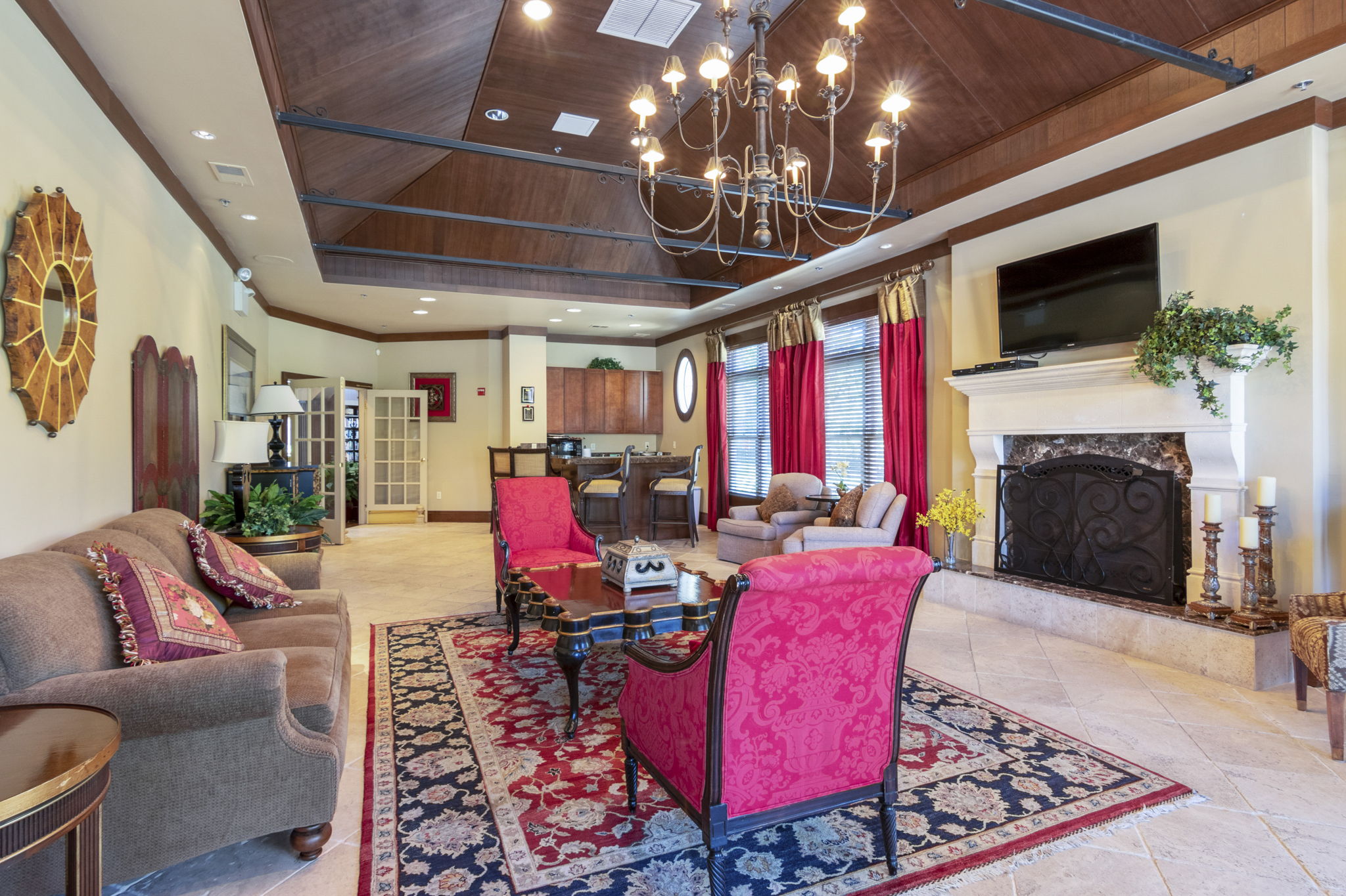 Community Room-	Residents enjoy an exceptional lifestyle with access to a library, clubhouse, outdoor pool, hot tub, fitness center, and bocce courts.