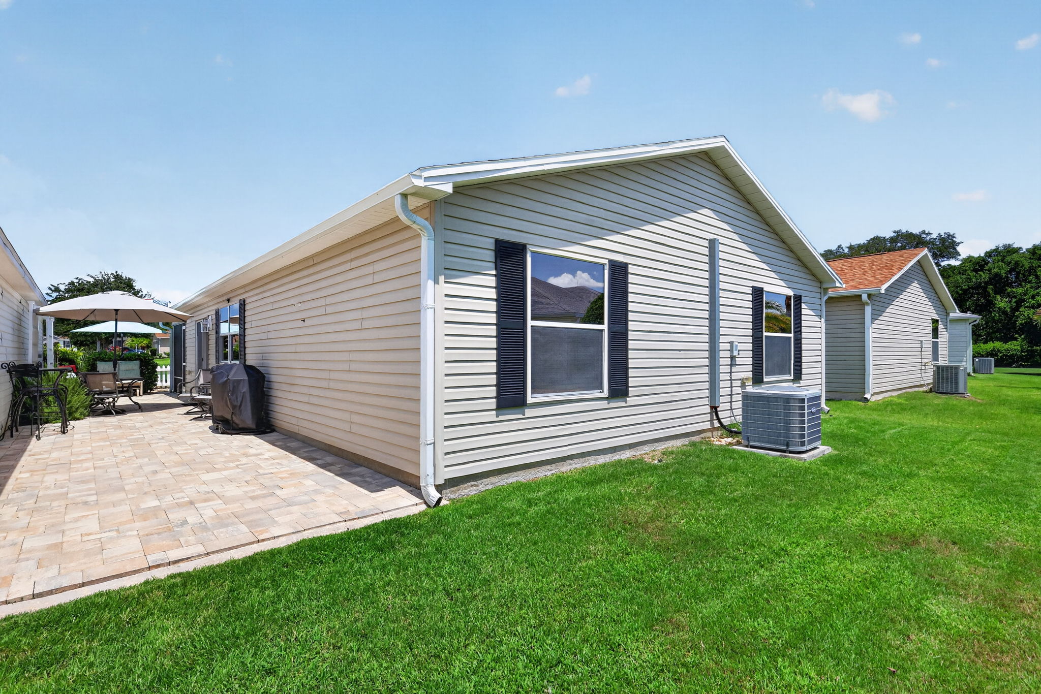 Rear and Side Elevation with PAVER Patio and PRIVATE Rear Yard