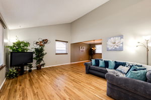 Spacious Living Room w Vaults & Hardwoods