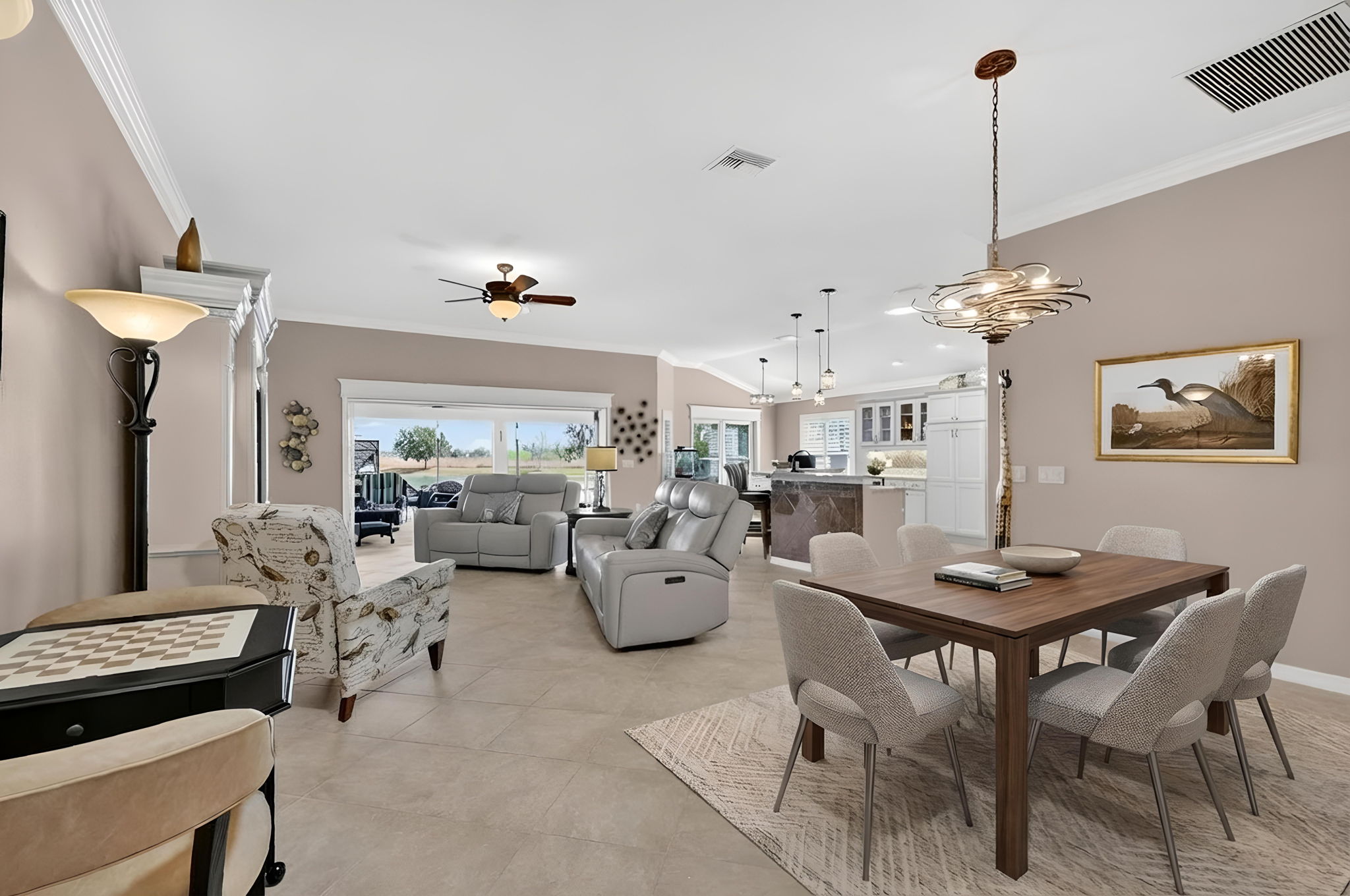 Living, Dining, and Kitchen-Virtually Staged Dining Room