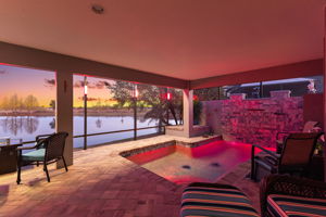 Twilight of Swimming Pool with Water Views