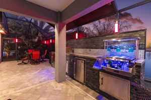Twilight of Lanai and Custom Outdoor Kitchen and Bar