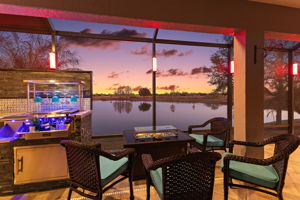 Fire Table with Twilight Water Views