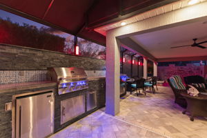 Twilight of Custom Outdoor Kitchen and Bar