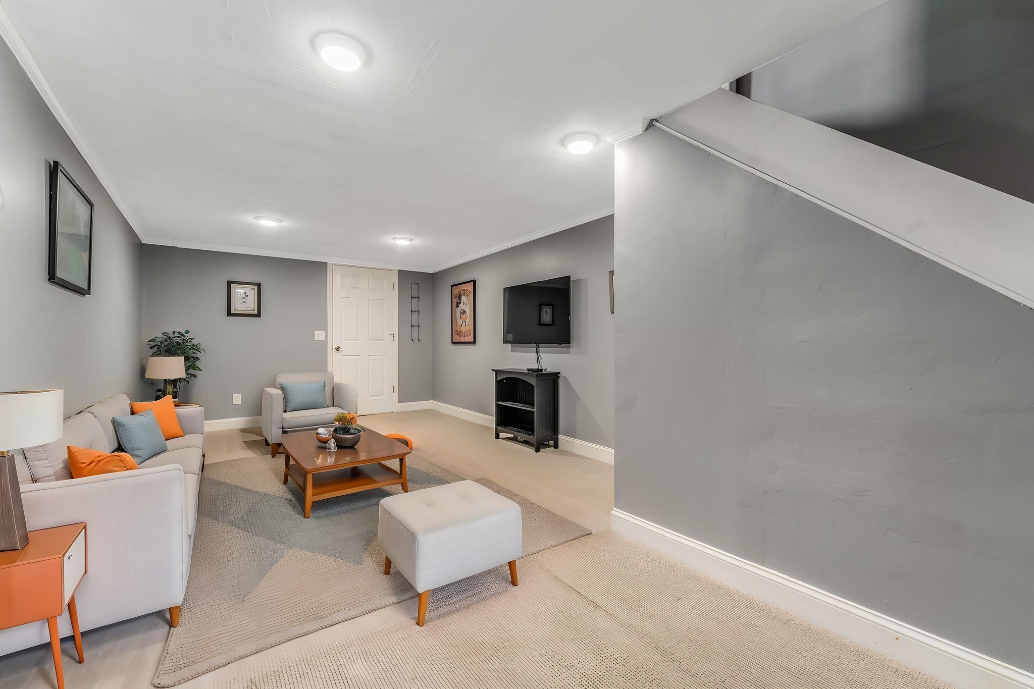 Rec Room-Virtually Staged Utility room, 2 storage rooms + built-in shelving