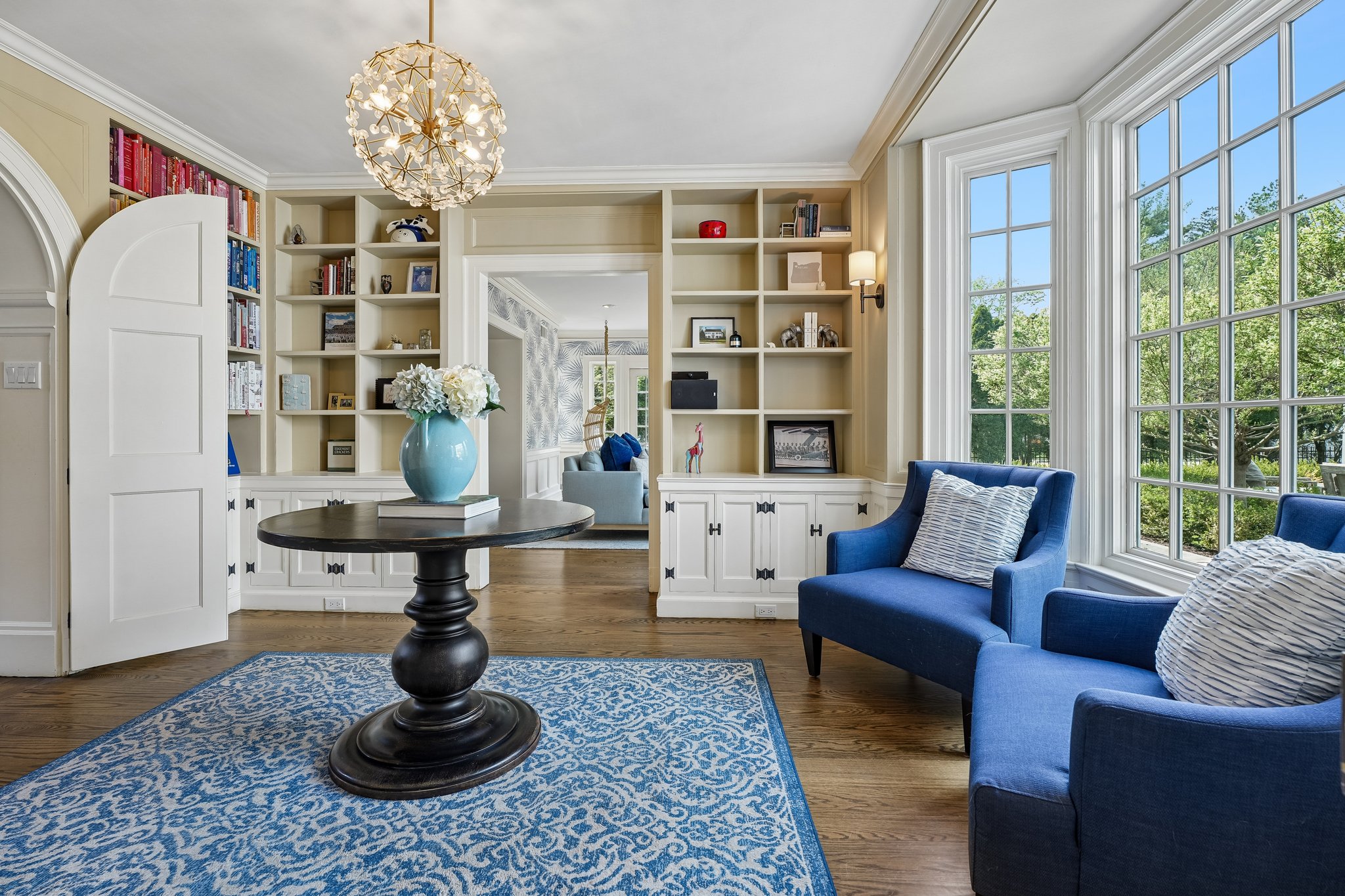 Morning coffee, after-school projects, quiet reading, and the occasional work call - this handsome library fits beautifully into real life.
