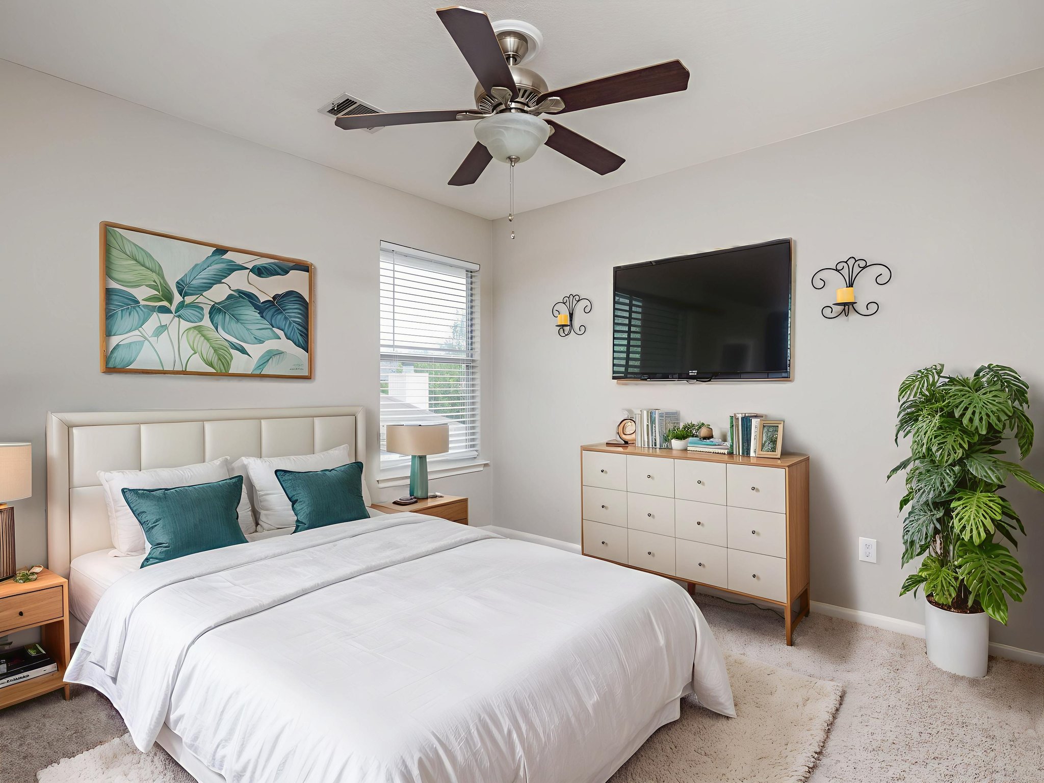 Stage bedroom/ remove clock and candle holders virtually staged.jpeg