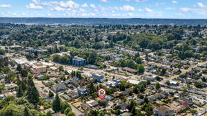 See the Link train? Light rail is right there in the neighborhood, with Beacon Hill rising beyond.