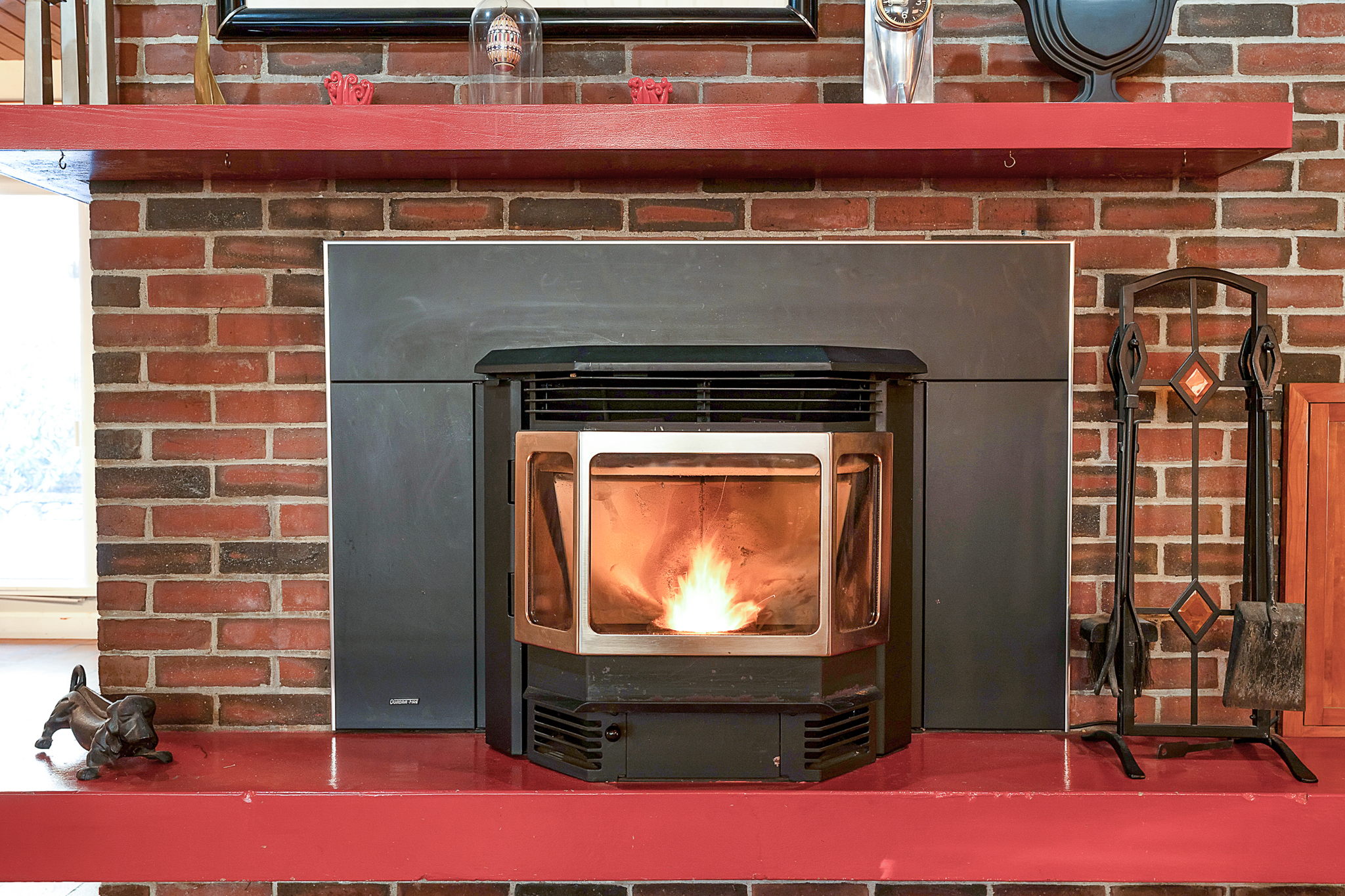 Brick Hearth with Pellet Stove Insert
