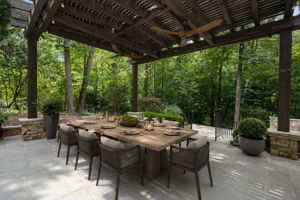 Outdoor dining on the patio. Virtually staged