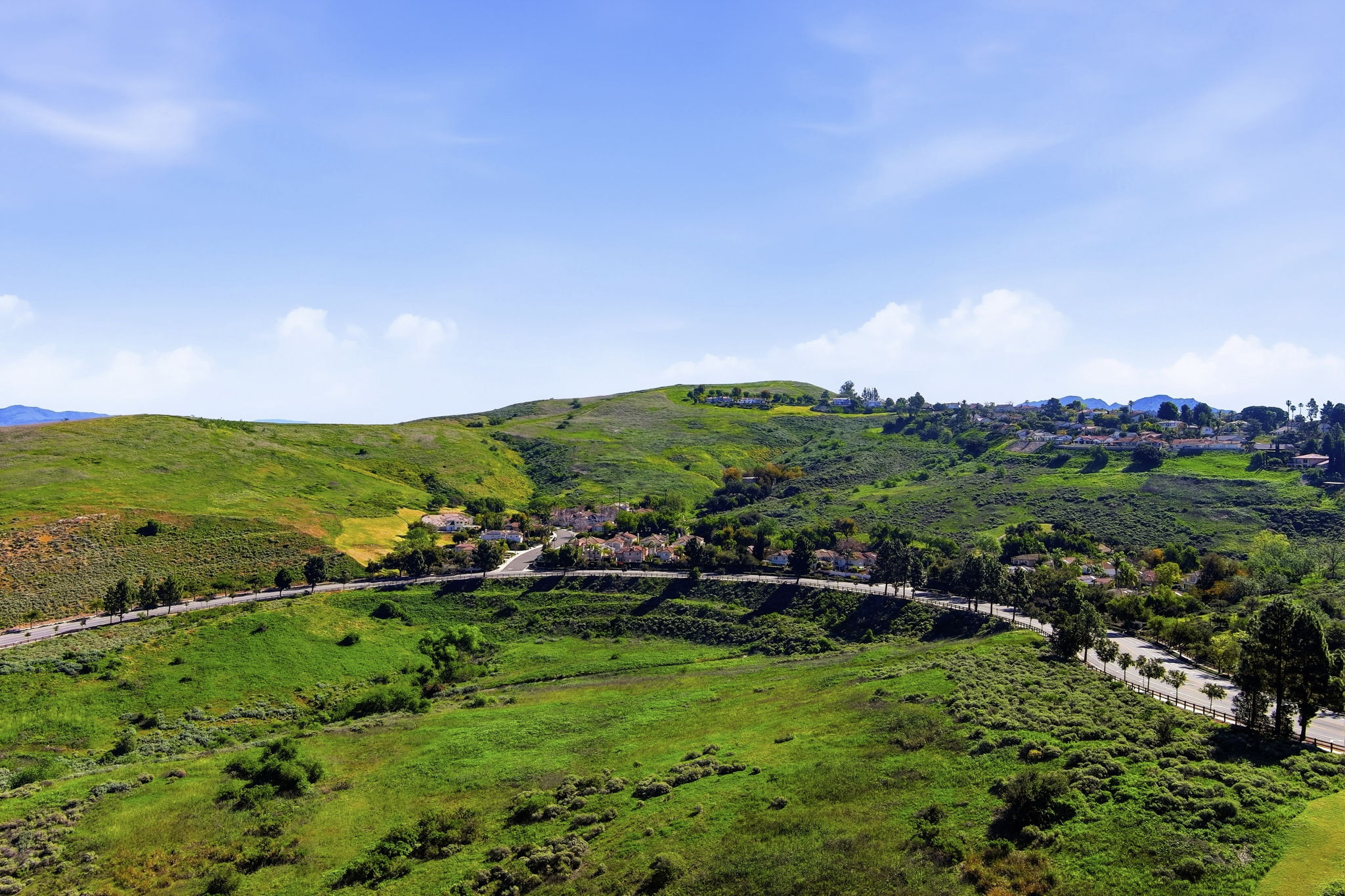 Aerial view of neighborhood