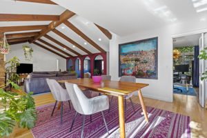 This dining area is perfectly positioned between the kitchen and living areas