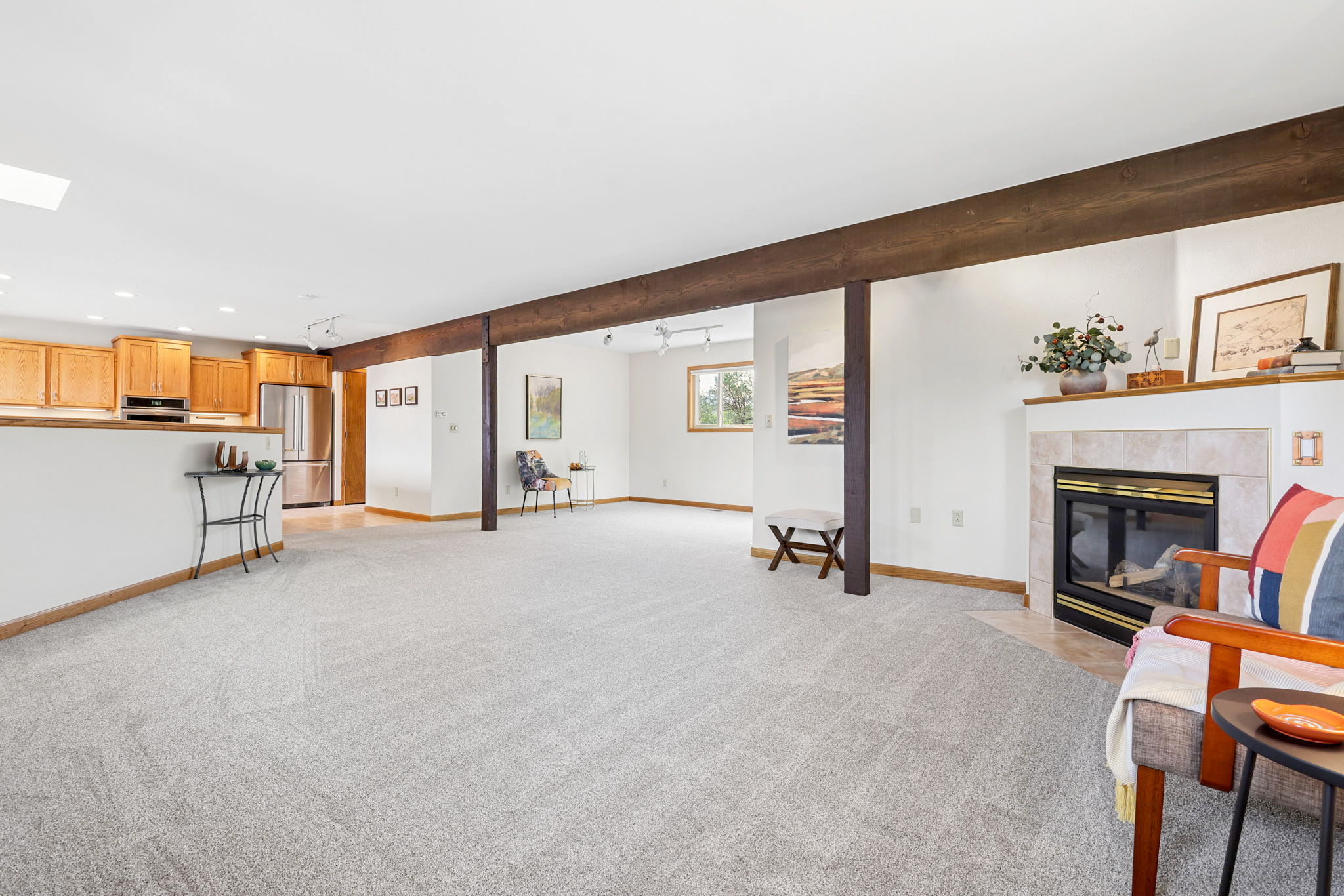 Open concept between living, dining, and kitchen.