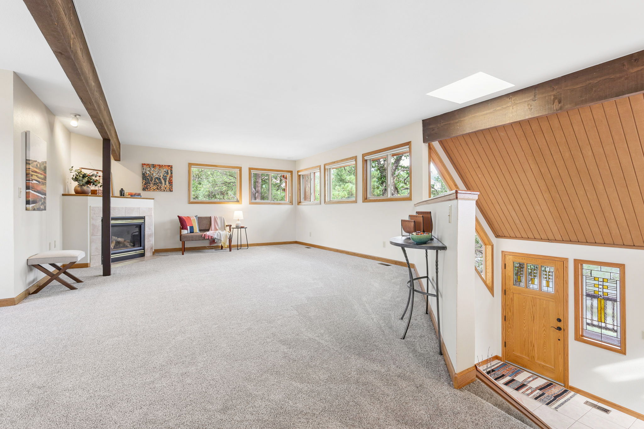Open living room with an abundance of light.