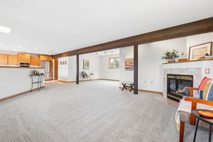 Open concept between living, dining, and kitchen.