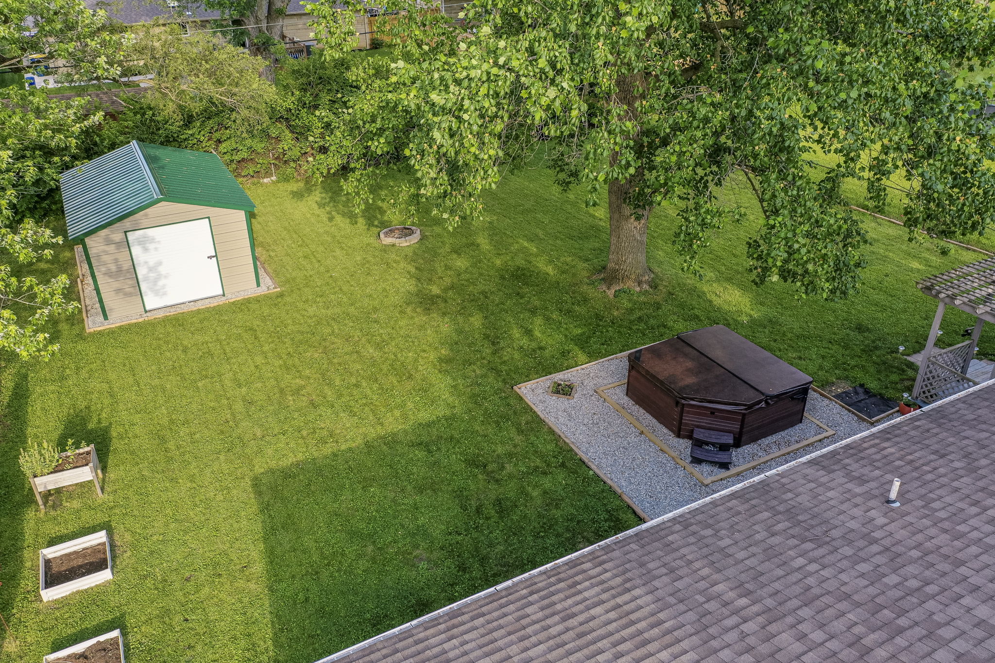 Aerial View of Shed & backyard