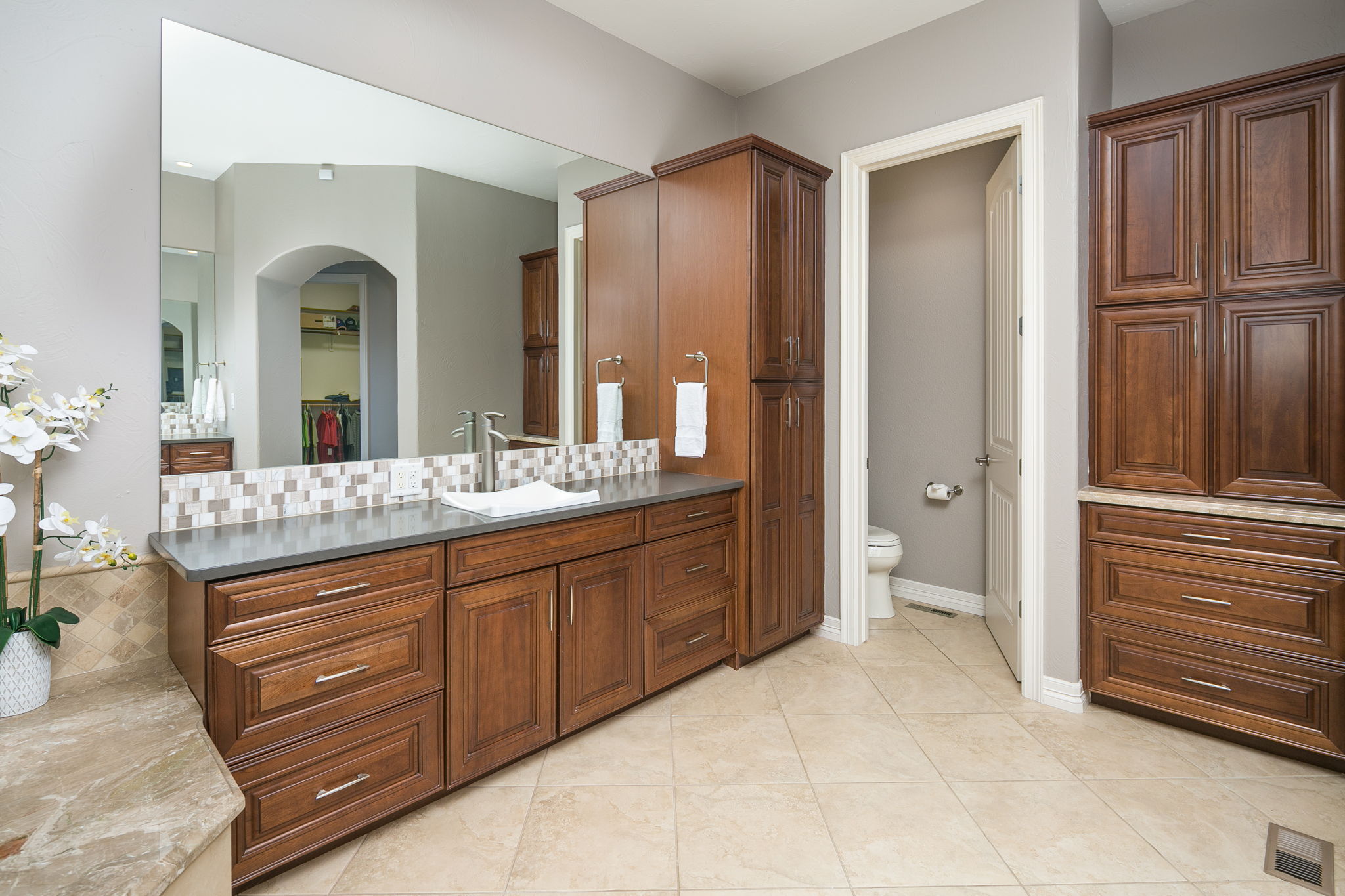 Nice Tile Details and Walk-In Closet in Master Bath