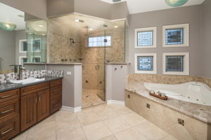 Master Bath Features Jetted Tub and Steam Shower