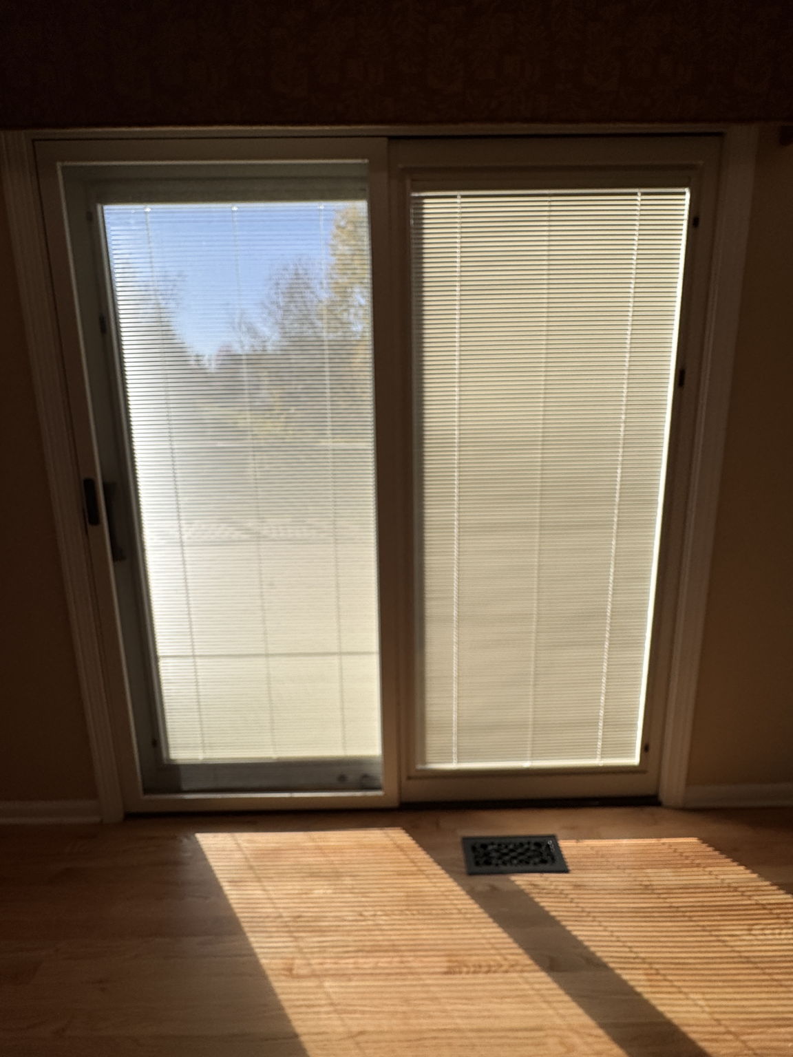 Newer Pella Door wall with adjustable built in blinds