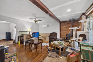 Living Room to Dining Room with hardwood floors
