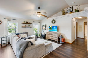 GREAT ROOM AND KITCHEN HAVE WOOD-LIKE LVP FLOORING