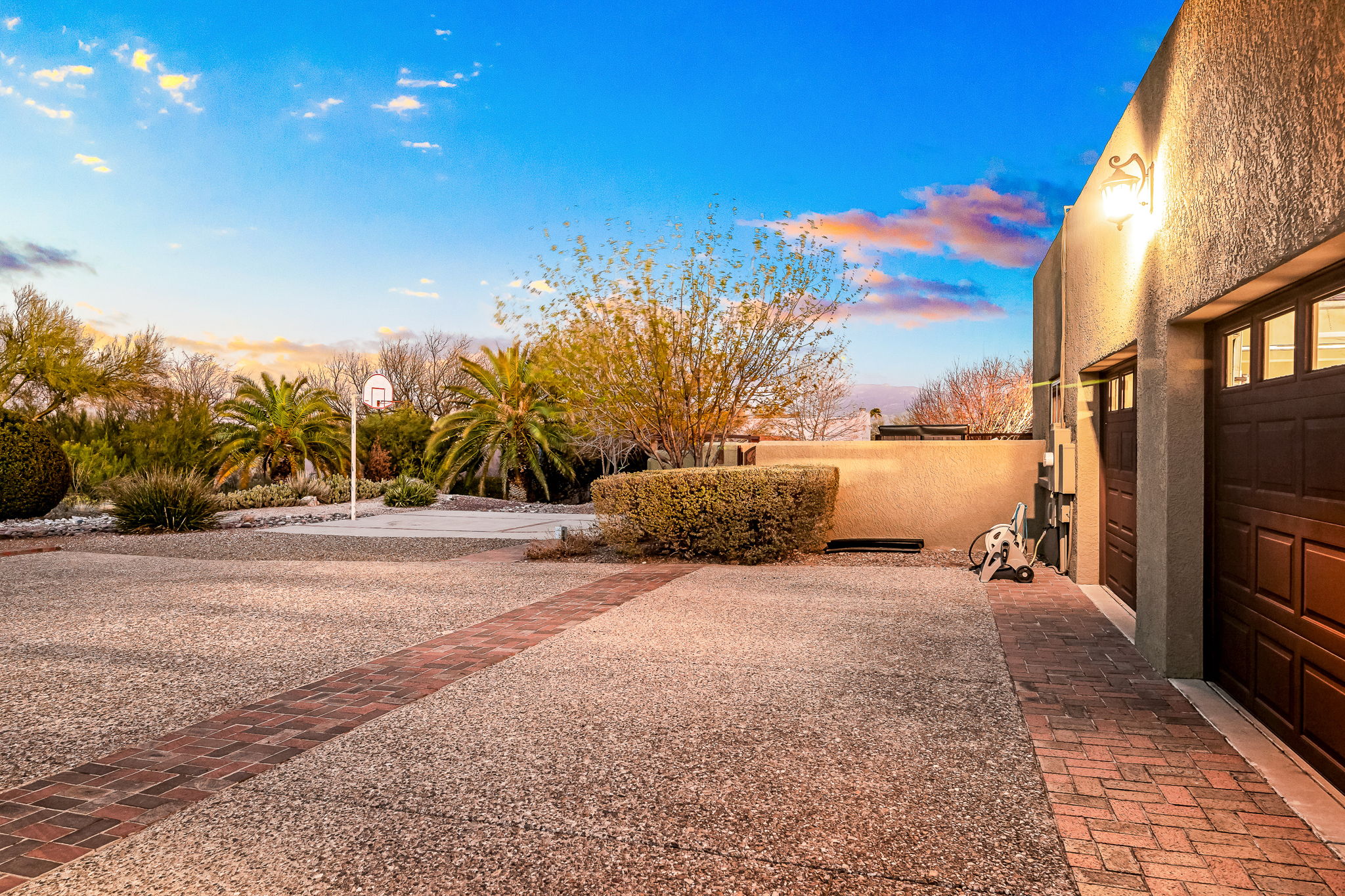 Exposed aggregate/brick driveway