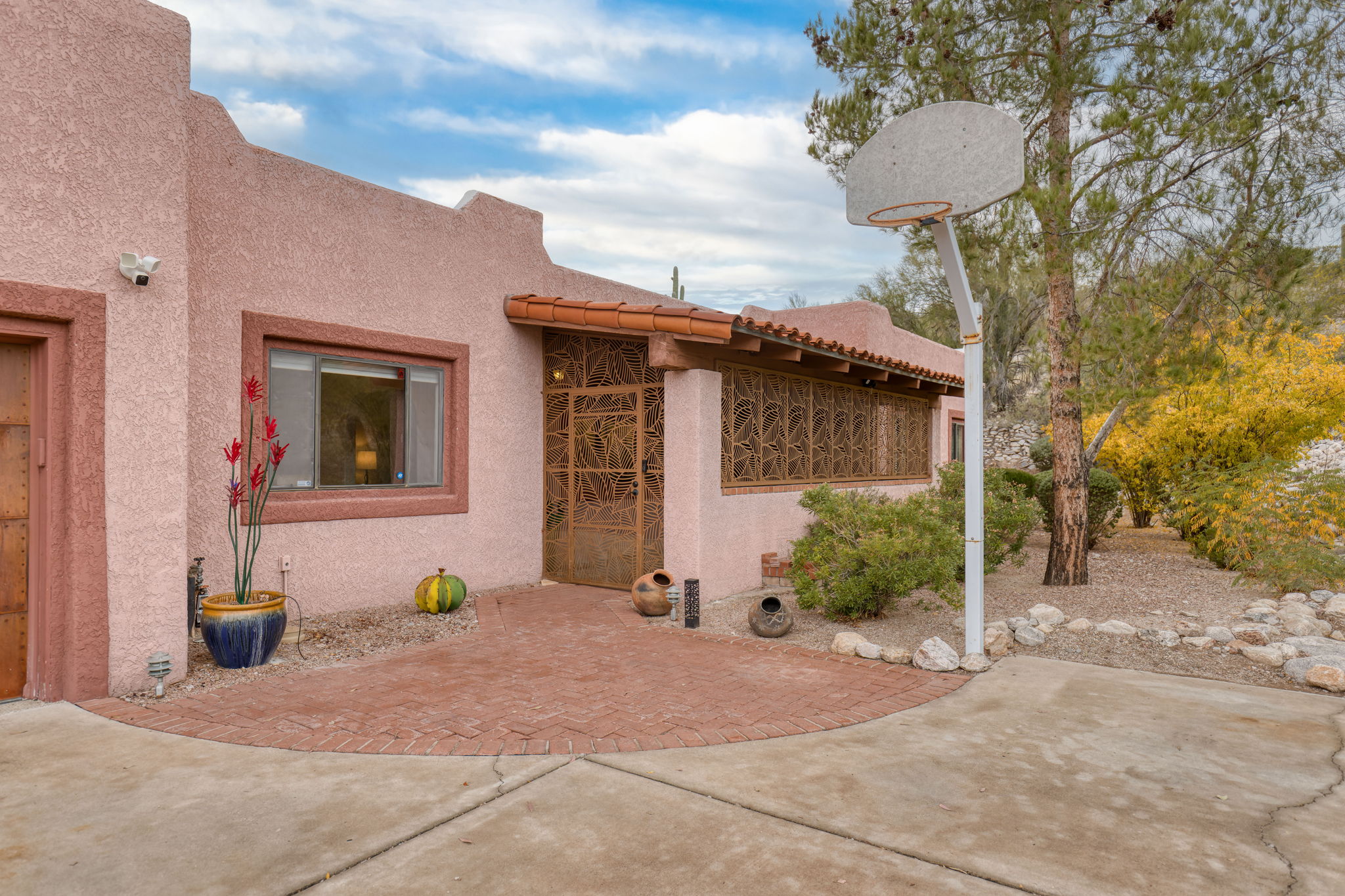 Custom metal courtyard entry