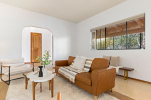 Living Room/ Picture window to courtyard entry