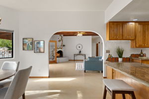 Arched doorway to the family room