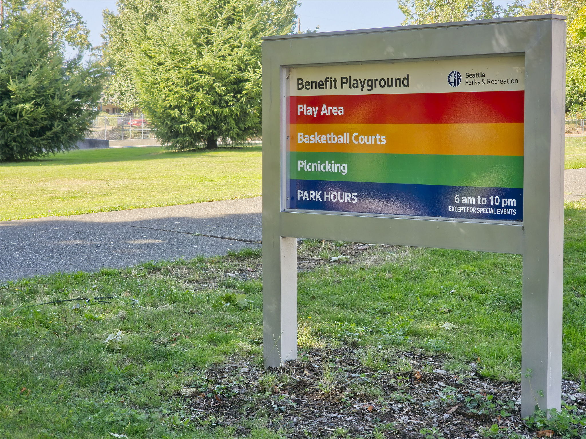 Benefit Playground — a nearby 2.2-acre neighborhood park with play areas, basketball, skateboarding & picnicking