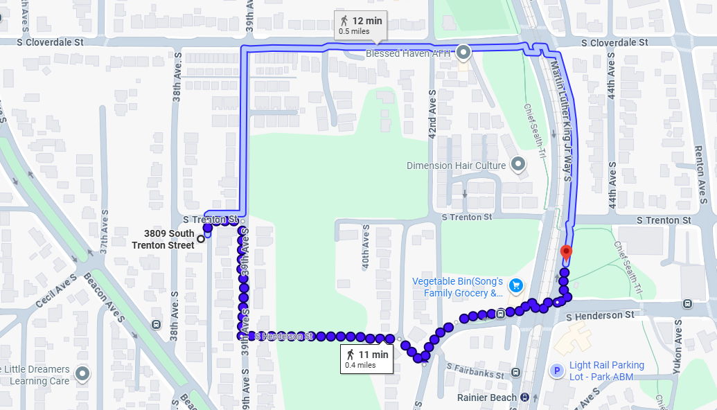 Approx. 0.4-mile walk from the home to Rainier Beach Link