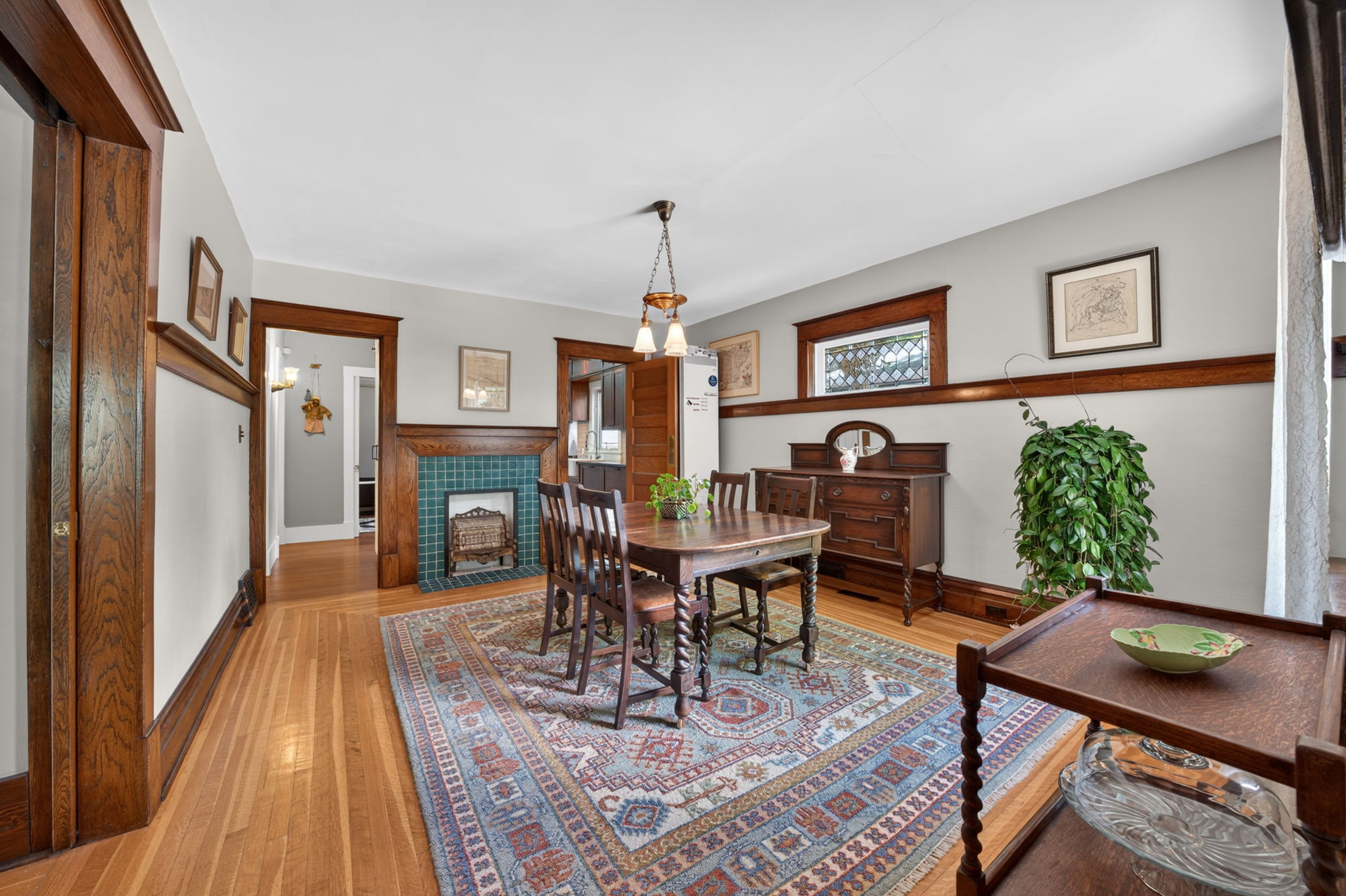 3818 Elbow Drive SW &mdash; living and dining rooms with original woodwork