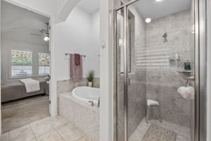 Primary Bathroom with Step-In Shower & Garden Tub