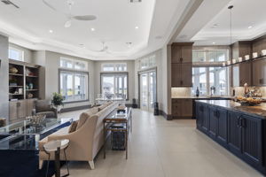 Opens up to the family room, kitchen & dining area.