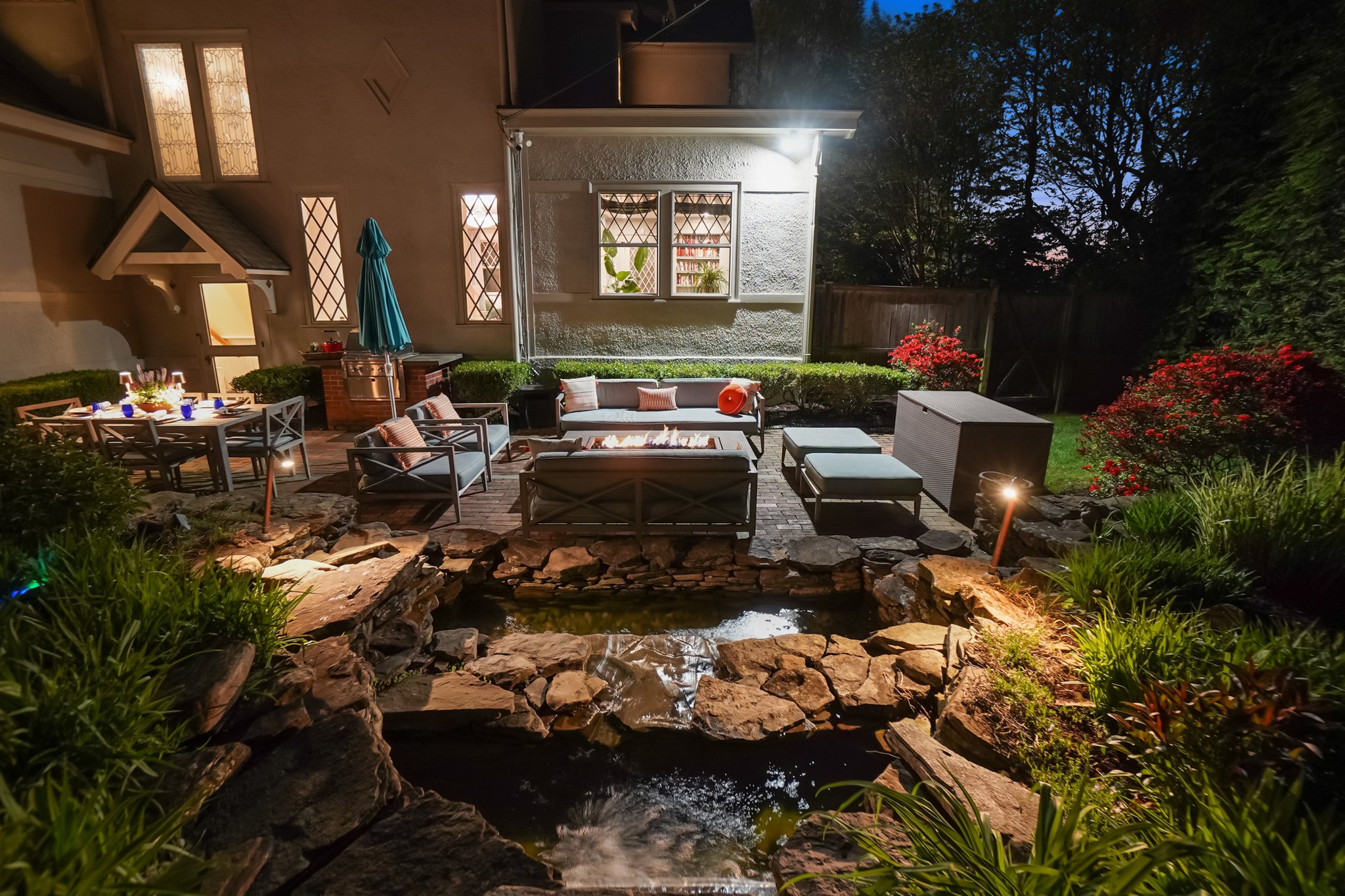 Great outdoor living area day or night.