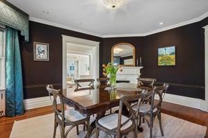 Formal Dining room with gas fireplace.