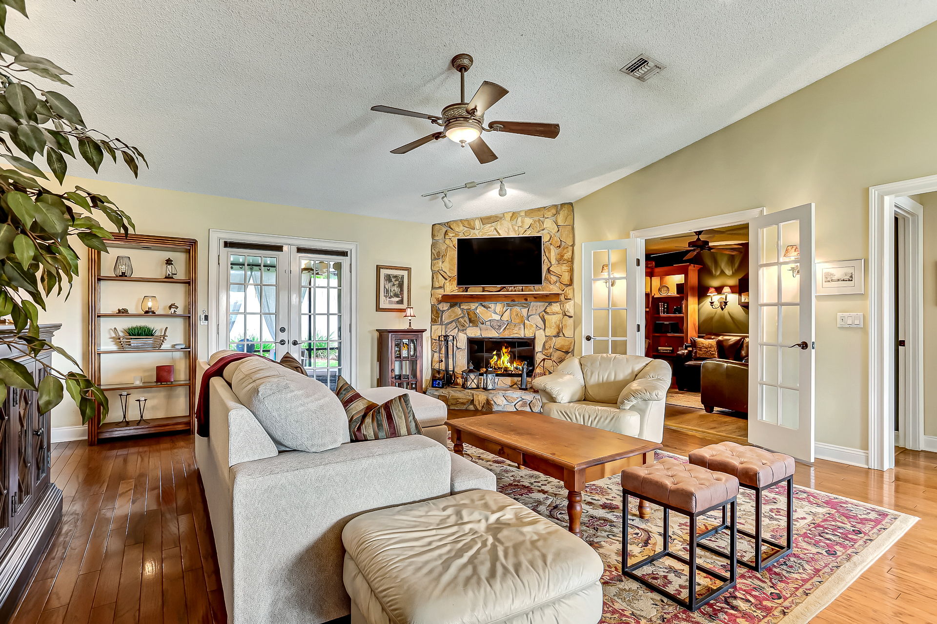 Family Room With French Doors to Screened Lanai