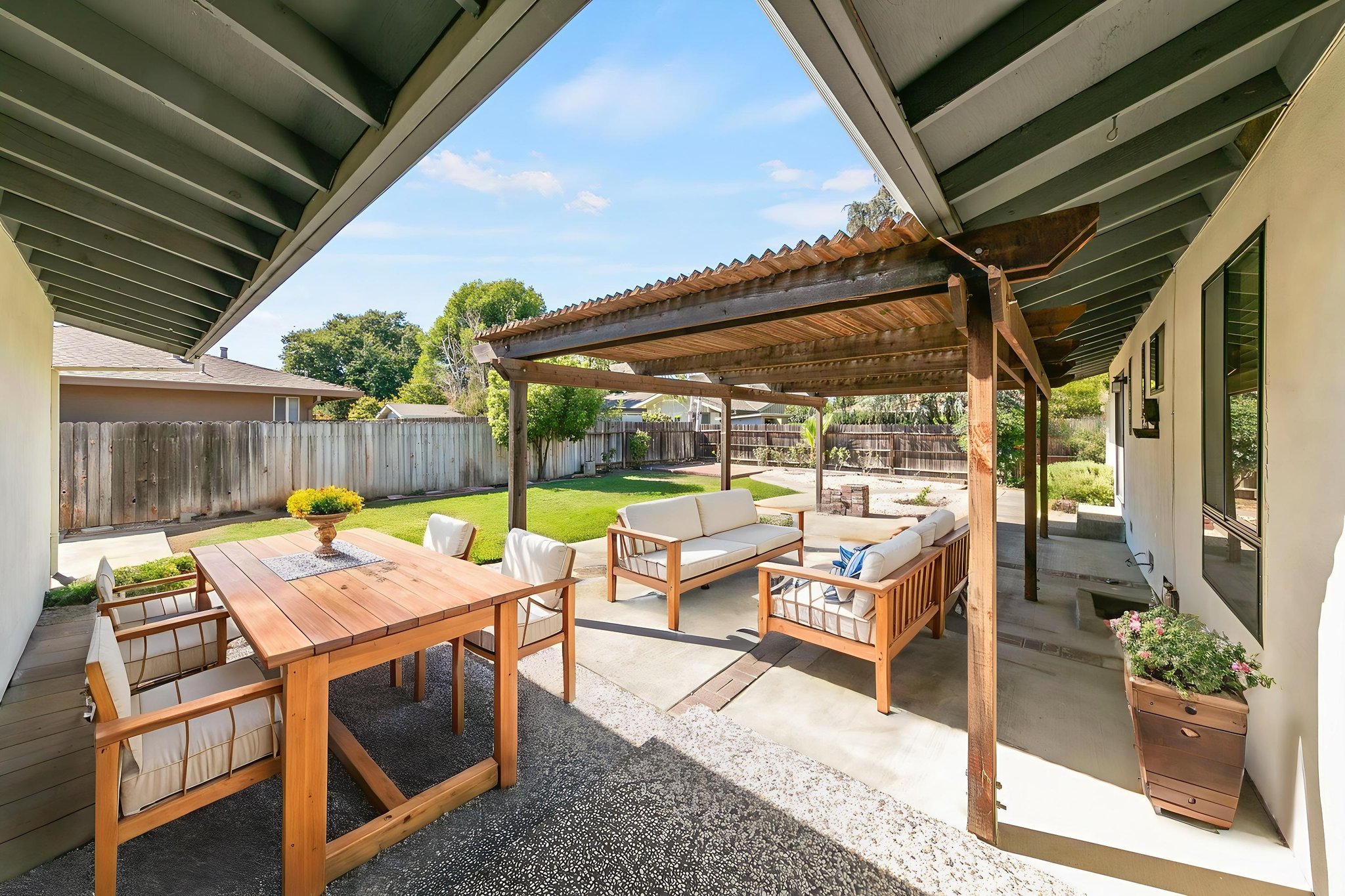 Back yard virtually staged